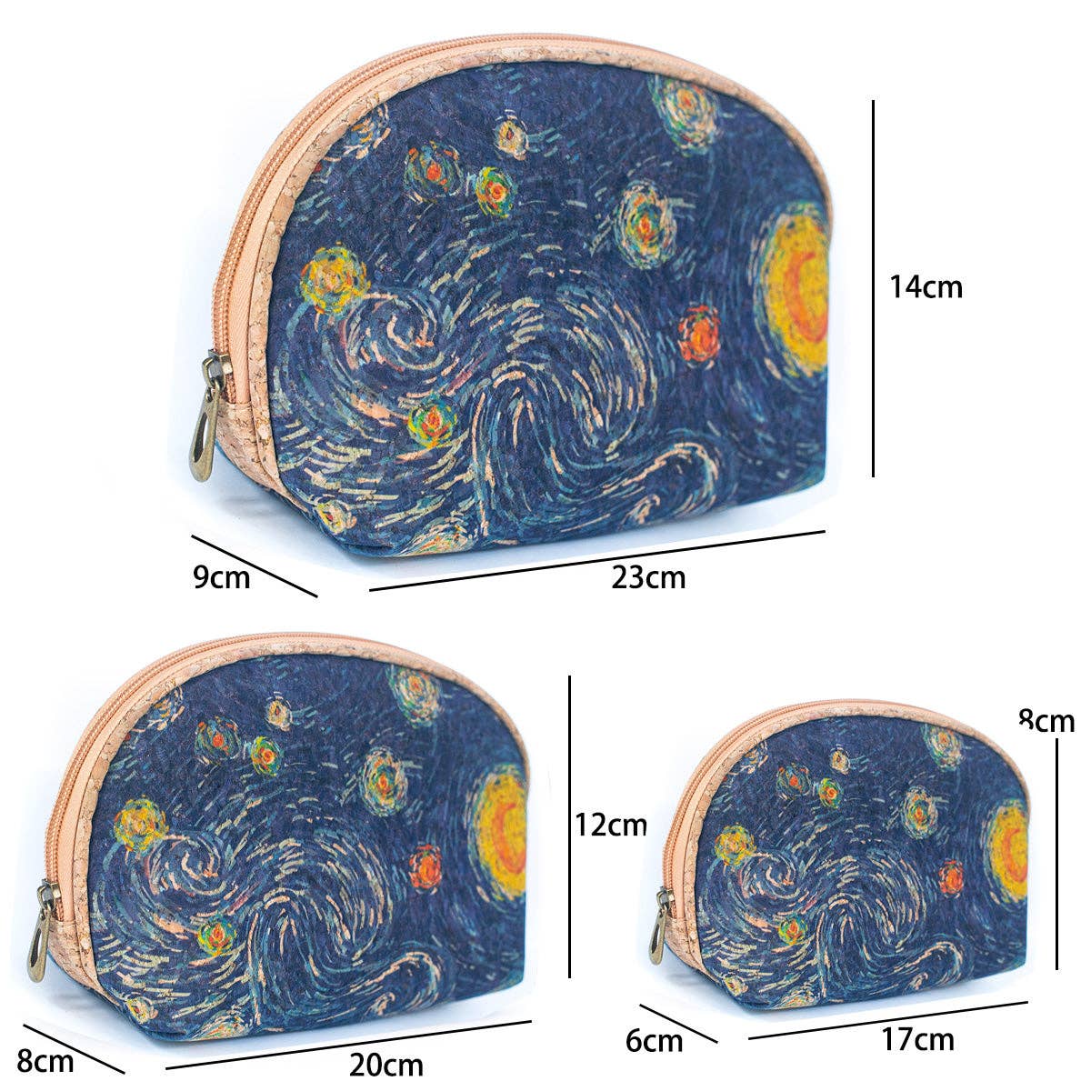 Meninas Bonitas Cork - Wholesale Makeup/Cosmetic Bag - Luxury Women's 3-Piece Cork Cosmetic Bag Set BAG-226710