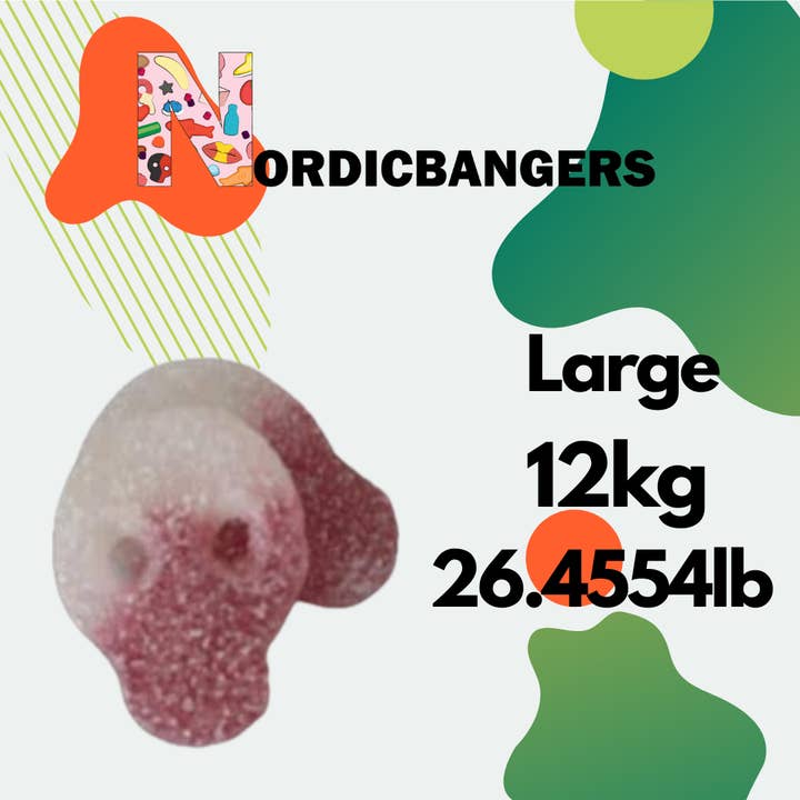 Nordicbangers - Swedish Candy - Wholesale Gummy - Danish Sour Skull 2kg/4.4 Lbs Swedish/Scandinavian Candy