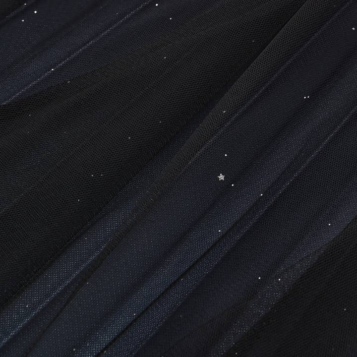 Black pleating mesh Skirt with ombre effect and glitters (Black) for wholesale on Faire
