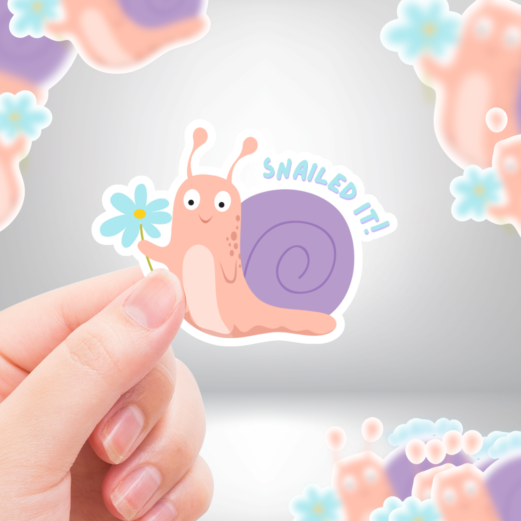 Coyote Color – wholesale Sticker – Cute Snail Sticker "Snailed It"  (Waterproof & UV Safe)0