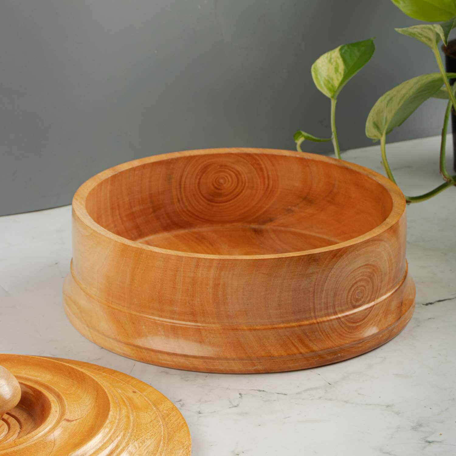 SAMA Homes - Wholesale Serve Bowl - Handcrafted Neem Wood Roti Box – Antibacterial Wooden Casserole & Chapati Server1