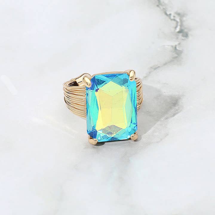 Sensibling Corp. - Wholesale Cocktail/Statement Ring - Emerald Cut Stone Adjustable Ring6