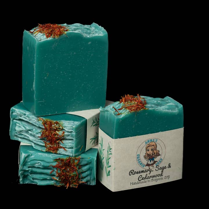 Rosemary, Sage & Cedarwood Handmade Soap, Palm Free for wholesale by Anna's Organic Soap