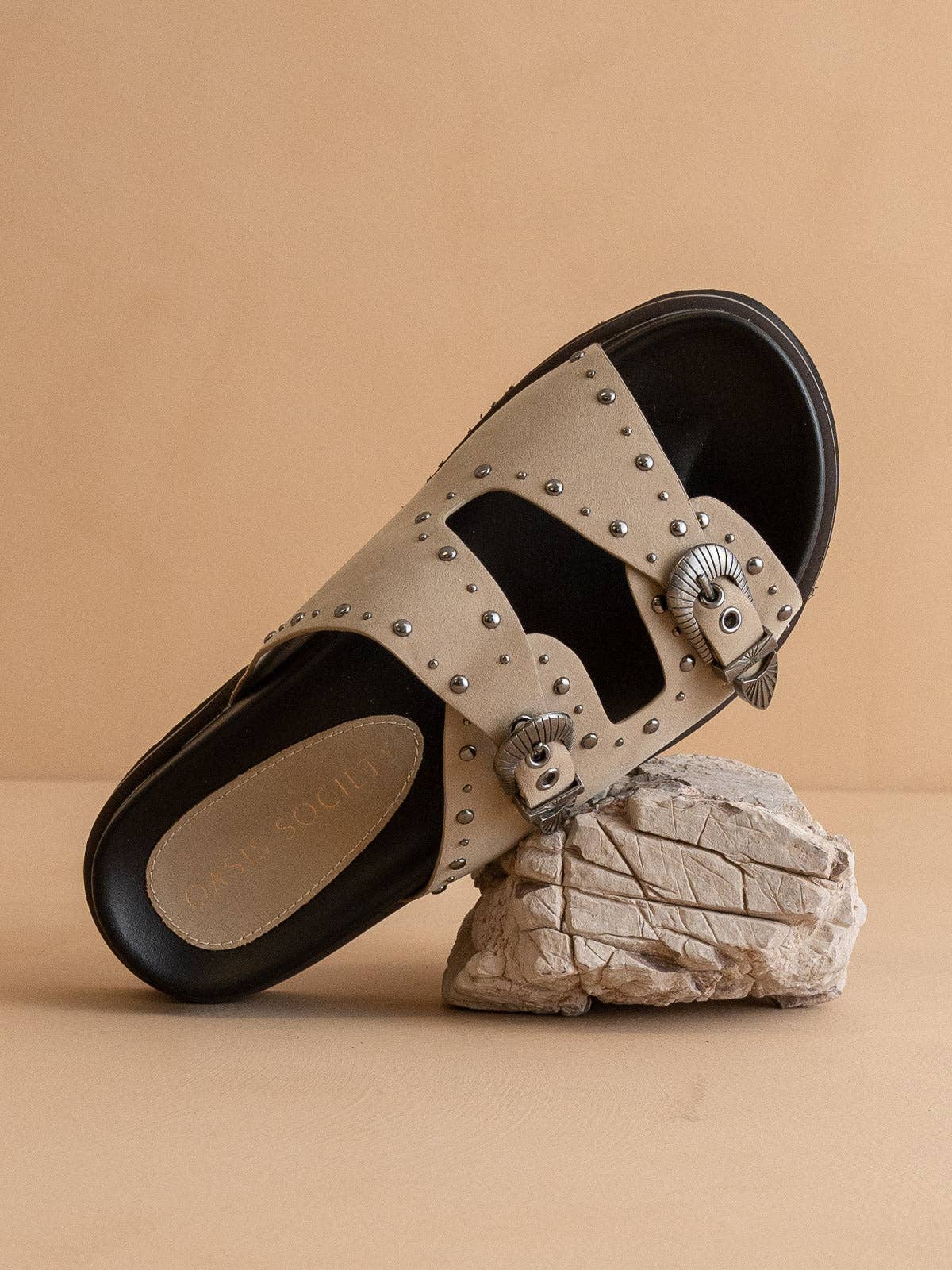 The Effie | Taupe Double Western Buckle Slides for wholesale on Faire3