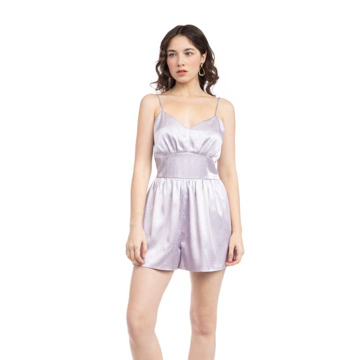 Pleated Back Spaghetti Strap Romper for wholesale by Naked Zebra Rack