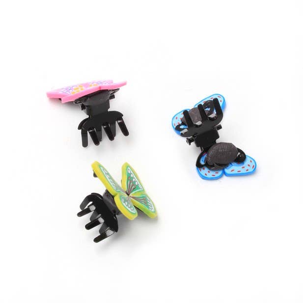 Inca UK - Wholesale Hair Clip - Kids - Card of 4 fimo style butterfly mini clamps. 1cm3