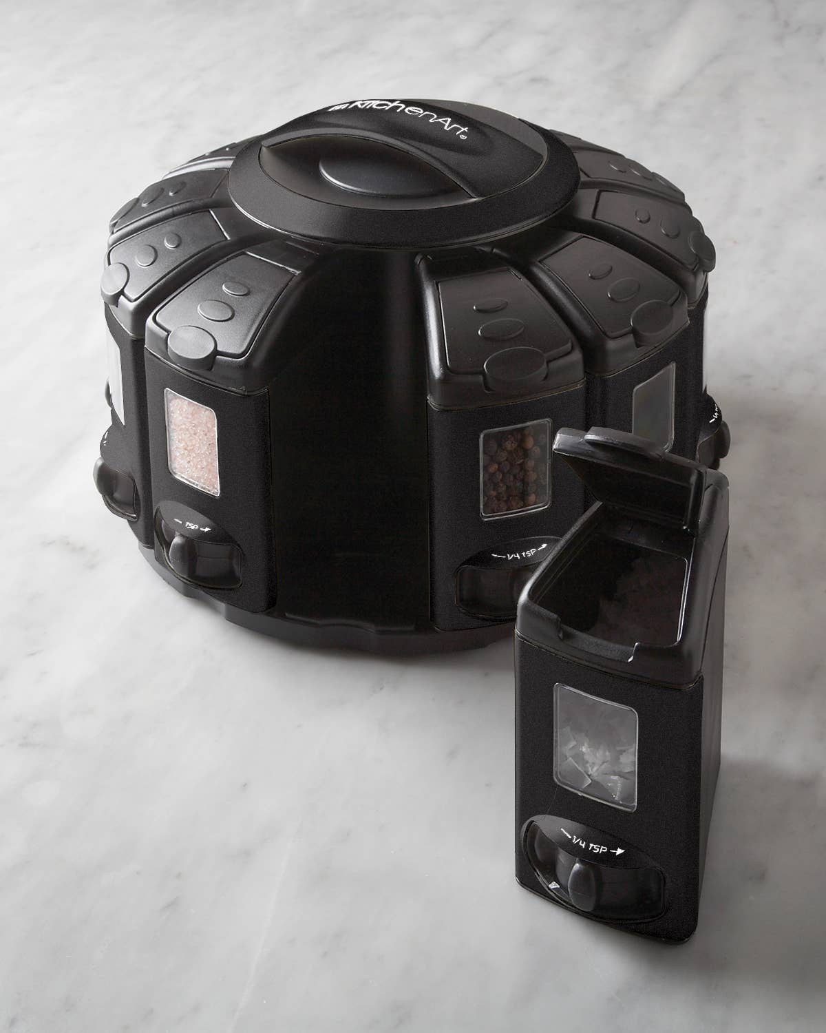 Fox Run Brands - Venta al por mayor Especieros - Carrusel de medición automática KitchenArt Select-A-Spice, negro, 9.5 pulgadas2