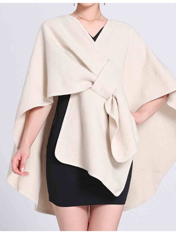 Sweetkama - Wholesale Cape – Women's - Ladies Solid Color Short Sleeves Knit Shawl Cape3