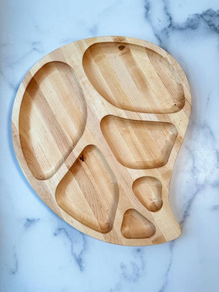 Leaf Shaped Serving Tray for wholesale by Rowe Station Woodworks