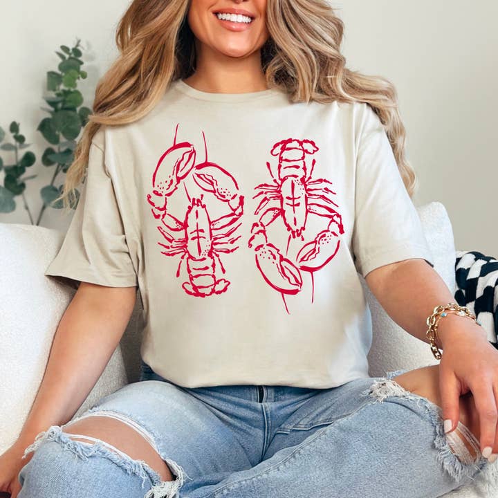 Shoppe SHC - Wholesale T-Shirt (Graphic) - Women's - Spring 2025 Coastal Aesthetic Lobster | Graphic Tee |Gildan 5