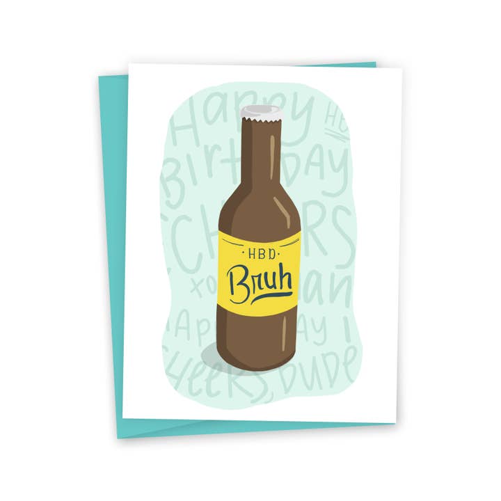 Fun Drink Theme Birthday Greeting Card - HBD Bruh for wholesale by funday goods