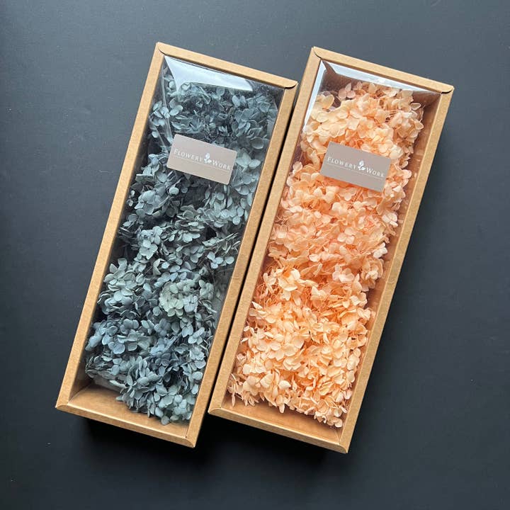 Flowery Work - Wholesale Dried/Pressed Flowers - 30 Colours Preserved & Dried Boxed Hydrangea Flower 30g24