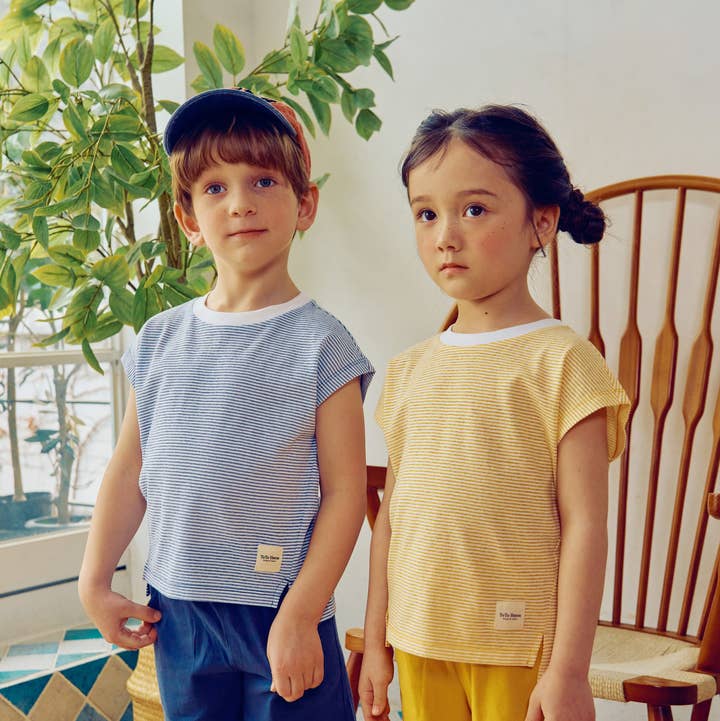 ToTo Heros - Wholesale Top & Short Set - Kids - Davin Striped T-Shirt & Solid Shorts Set5