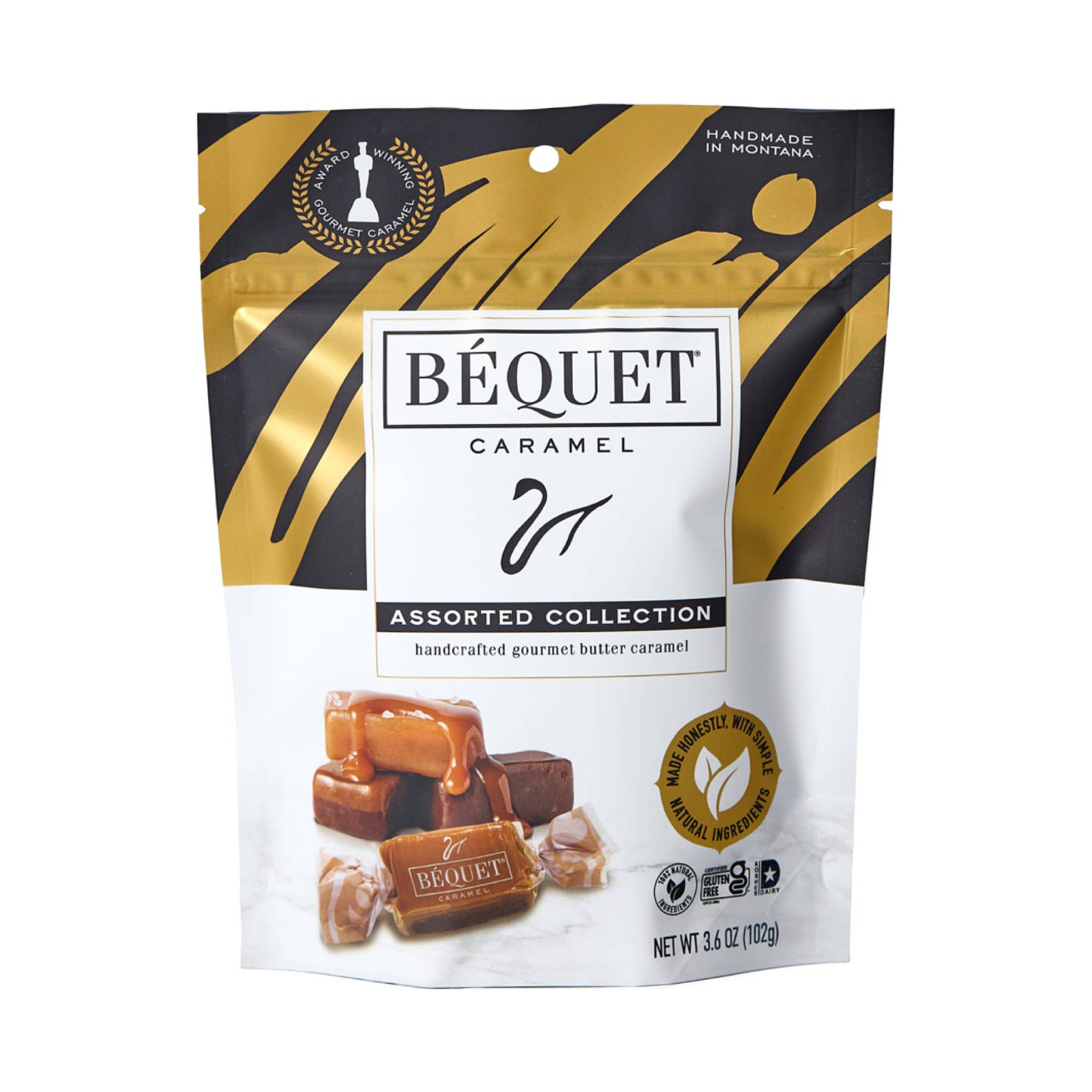 Béquet Confections - Wholesale Caramel - Béquet Gourmet Caramel 3.6 oz Pouch1
