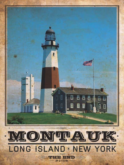Poster da viaggio vintage del faro di Montauk per la vendita all'ingrosso da parte di LOST DOG art & frame