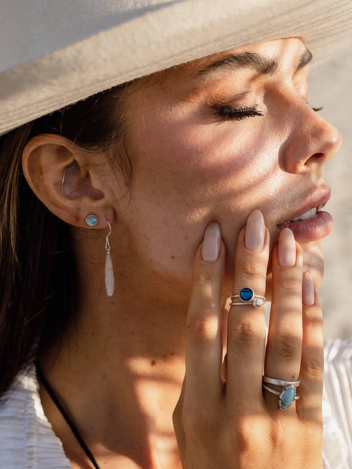 Anel de empilhamento de concha de abalone (várias cores disponíveis) por atacado de Think Unique