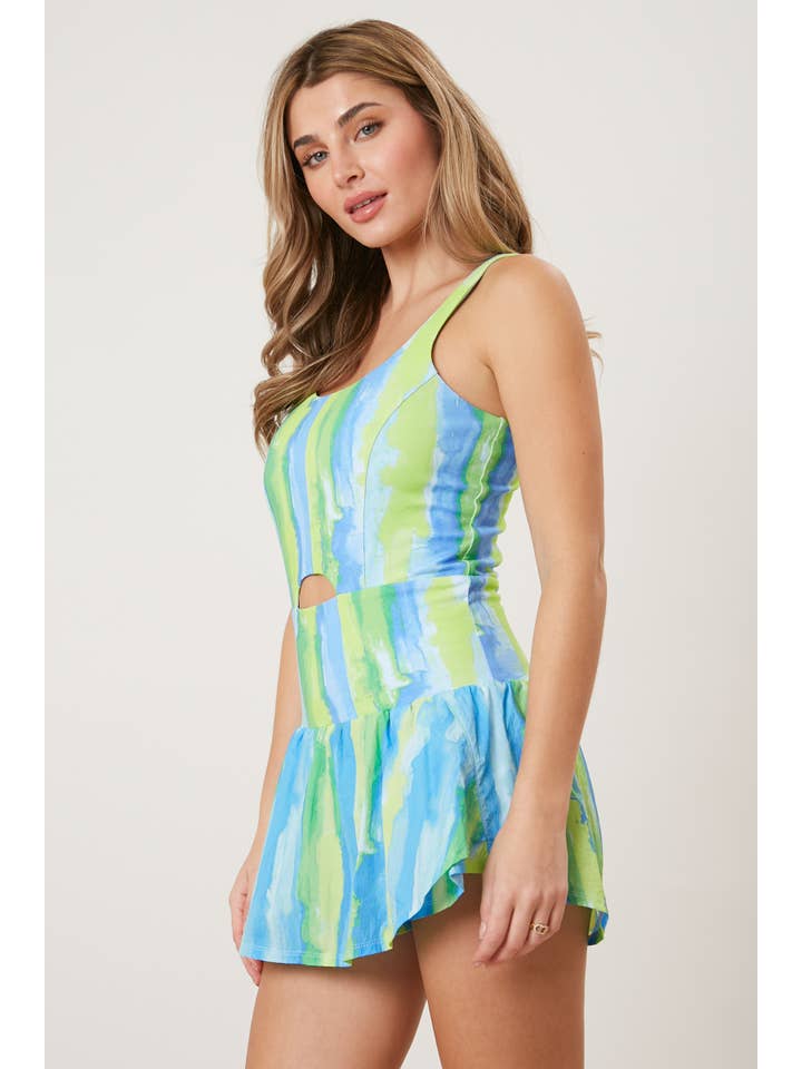 Peach Love California - Wholesale Romper - Women's - Watercolor Print Sporty Romper
