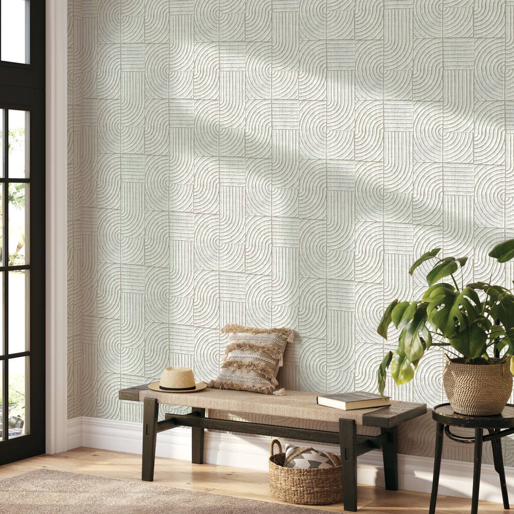 Stone White Tile Block Peel and Stick Wallpaper, 28 sq. ft. for wholesale on Faire4