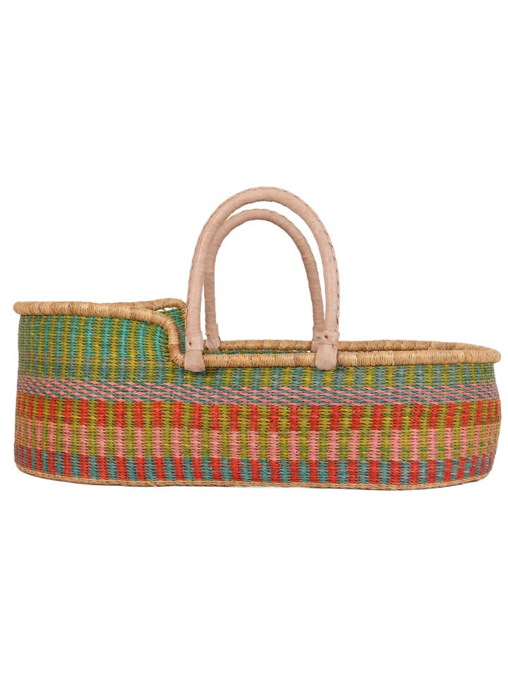 EFI : Couffin Vert, Rose et Orange | Berceau | Moïse pour la vente par The Basket Room