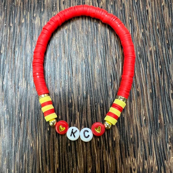 Red-letter Heart KC Heishi Bracelet for wholesale by Paco Designs