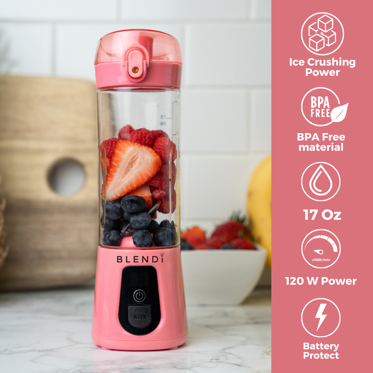 BLENDi - Wholesale Blender - BLENDi Pro+ 17oz Pink Portable Blender Smoothie Maker3
