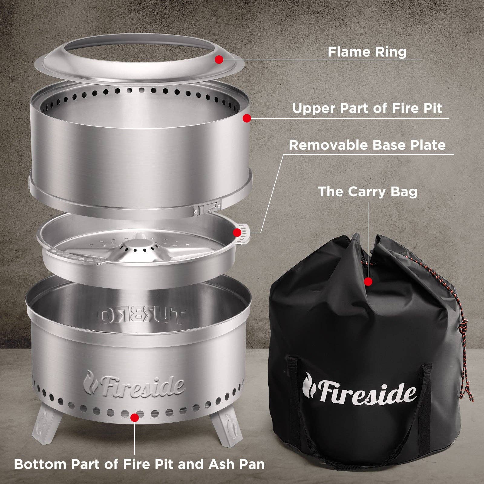 TURBRO - Wholesale Fire Pit - Pluto R19-SS Smokeless Outdoor Fire Pit -  Stainless Steel8