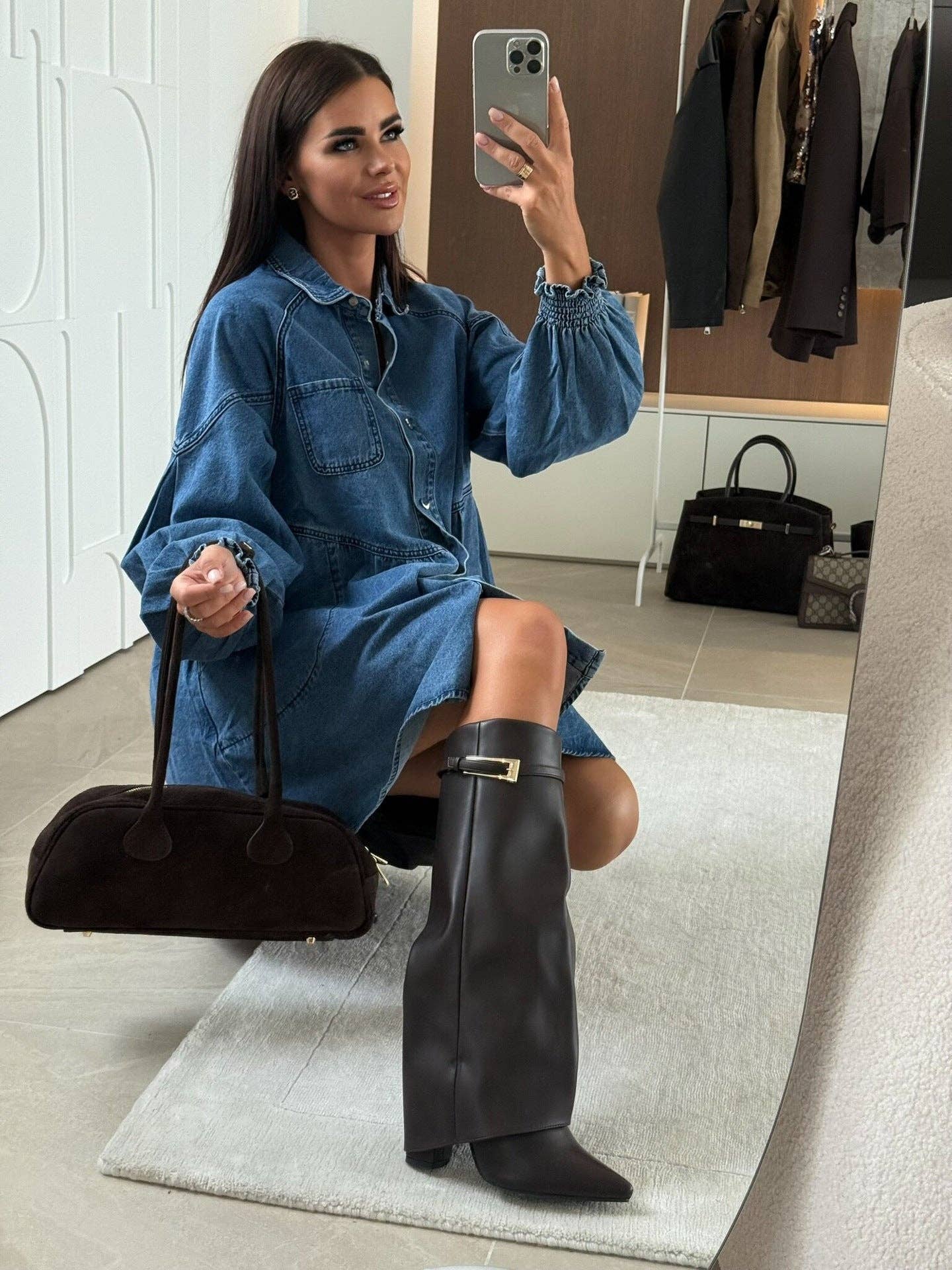 Marayn - Wholesale Dress - Women's - Chic 2025 Western Casual Denim Shirt Dress17