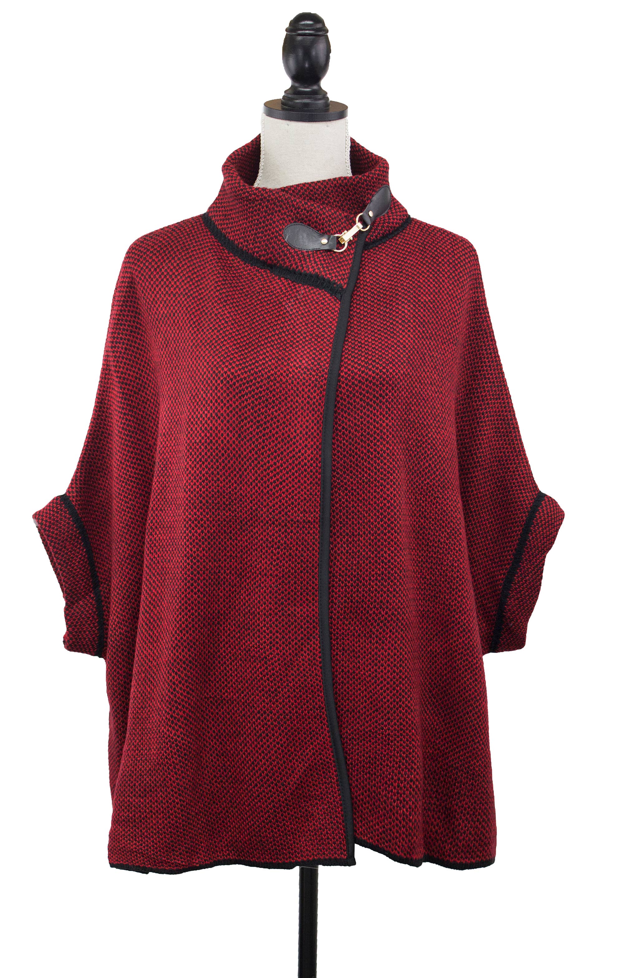 Fennco Styles - Wholesale Poncho - Women's - Knit Buckle Poncho Cape Cardigan4