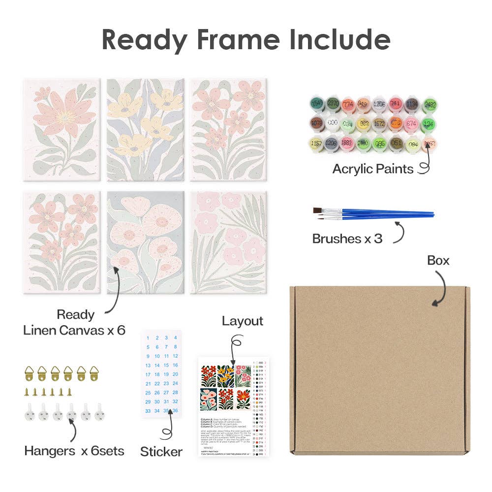 Paint Your Numbers – Großhandel Bastelset – Botanical Brights 6er-Pack Mini-Mal-nach-Zahlen-Set19