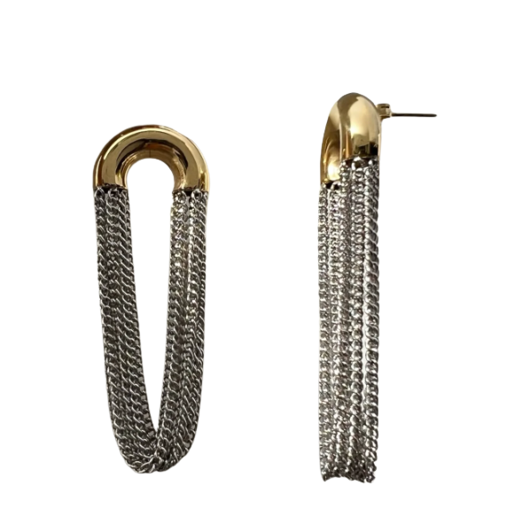 HoopLa – wholesale Hoop earrings – Verona- the Mixed Media Mixed Metal Tassel Hoop Earring1