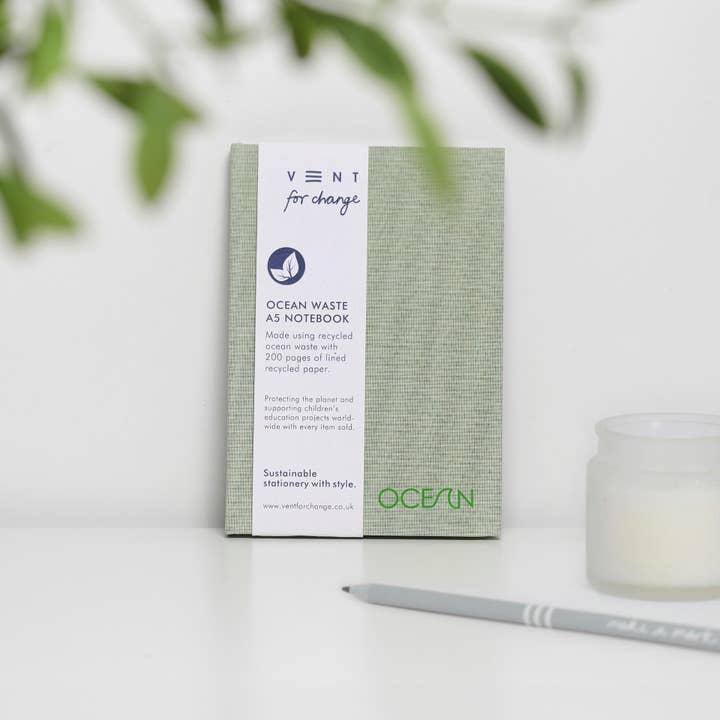 Notebook A5 Recycled Ocean Waste - Algae Green for wholesale by VENT for Change USA