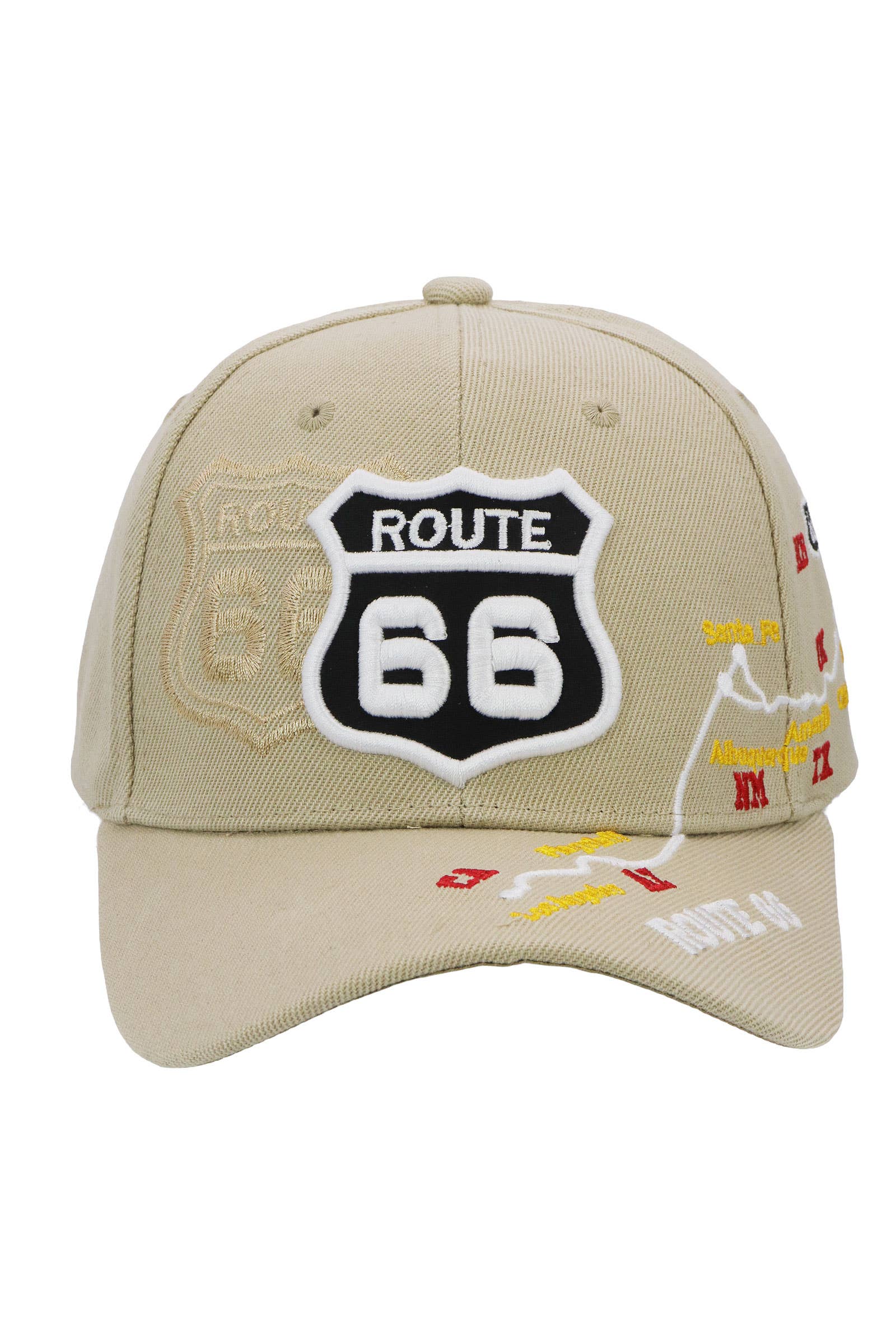 Cap Zone – wholesale Baseball cap – Unisex – Route 66 Road Map Polyester Baseball Cap13