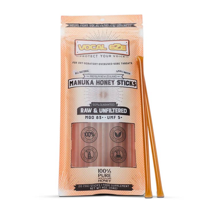 20ct. Manuka Honey Sticks (MGO 85+) for wholesale by Vocal Eze