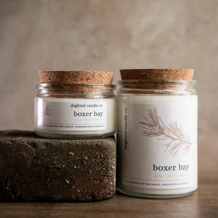 Dogkind Candle Co - Venta al por mayor Velas en tarros - Boxer Bay - ginebra seca + abedul blanco