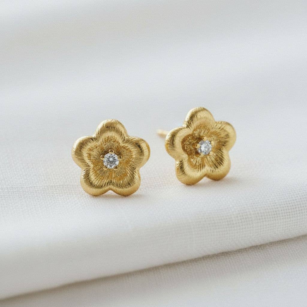 Ellemadera - Wholesale Stud/Post Earrings - Floral Design Gemstone Drop Earrings1