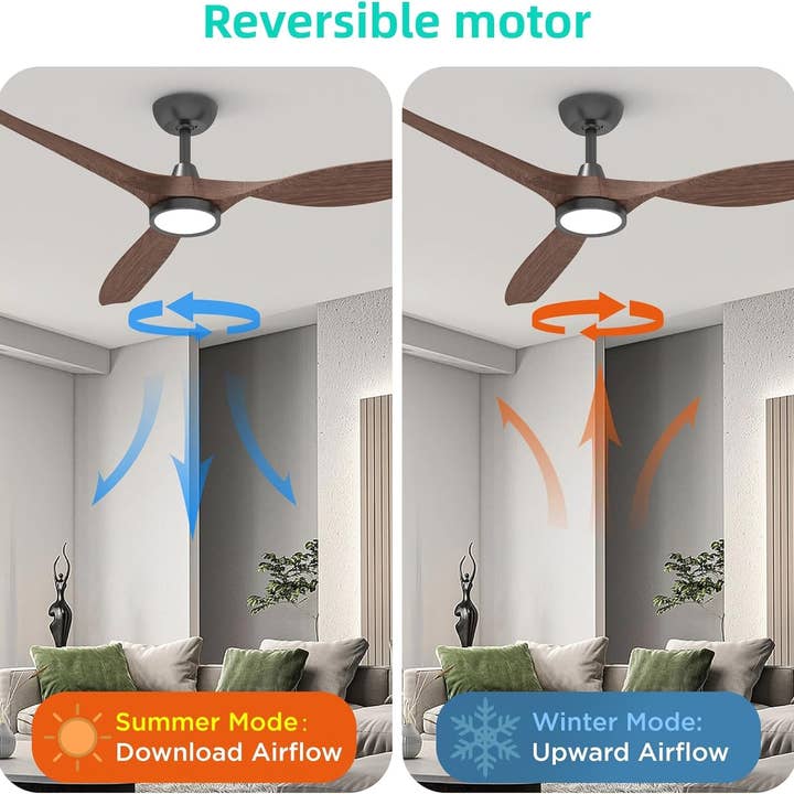 Dark Woodgrain 52 Inch Black Ceiling Fan With Lights And Remote Control for wholesale on Faire4