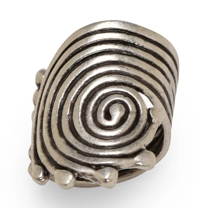 Handmade Spiral Brass Ring In Silver Plated - ZRC-026 for wholesale by Chanour