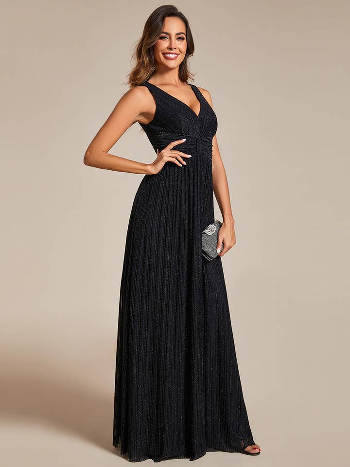Ever-Pretty - Wholesale Gown - Women's - Glittery Pleated Empire Waist Formal Evening DressEE021333