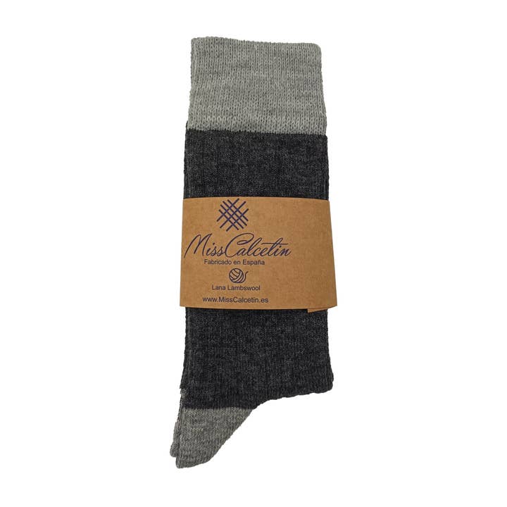 MissCalcetin Low Top Wool Dark Grey-Light Grey for wholesale by MissCalcetin