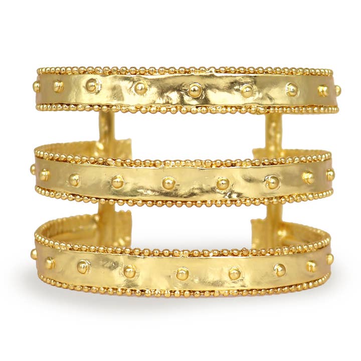 Bracelet Manchette Style Gipsy - Plaqué Or 24K pour la vente par KARINE SULTAN