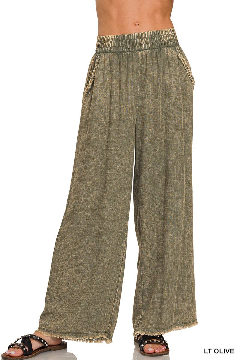 42POPS – wholesale Pants – Women's – ".....Washed Linen Pants w/ drawstring8