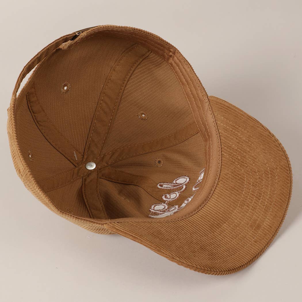 Fashion City - Wholesale Baseball Cap - Unisex - Dog Mom Text Solid Color Corduroy Baseball Cap20