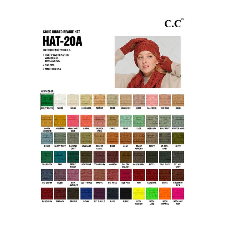 Hana - Wholesale Beanie - Women's - C.C Best Selling Cable Knit Classic Beanie Winter Hat