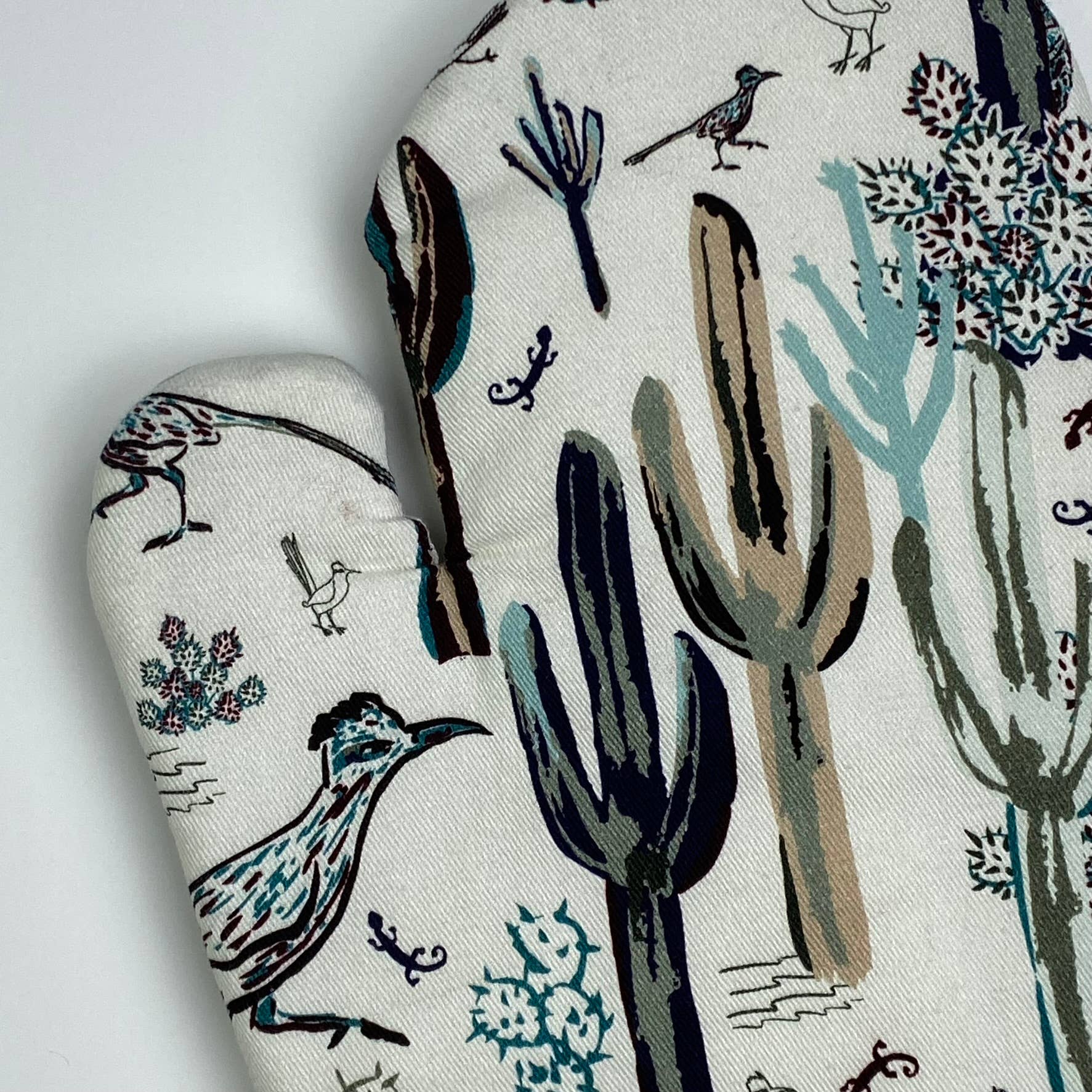 Cher the Fire - Wholesale Oven Mitt/Pot Holder - Cotton Oven Mitt - Southwest Roadrunner Saguaros -Cool SW3