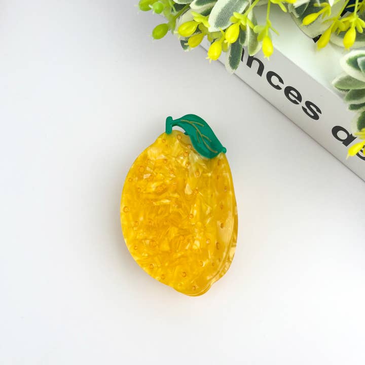 TheDivaSoap - Wholesale Hair Clip - Women's - Acetate Yellow Lemon Hair Claw Clip, Women's Fruit Hair Clip