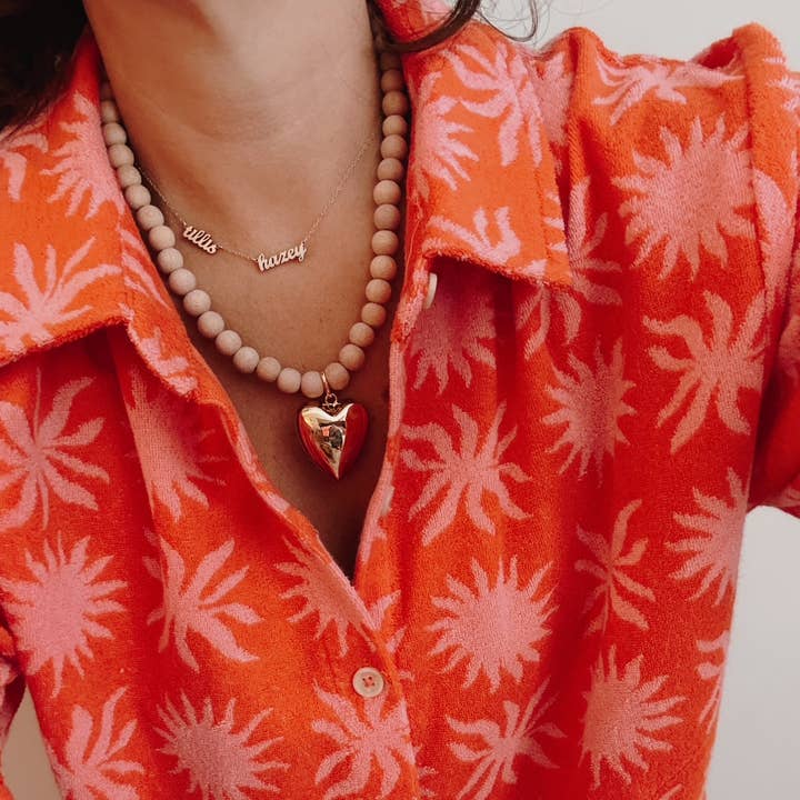 Wood and Gold Heart Necklace for wholesale by driftaway jewelry