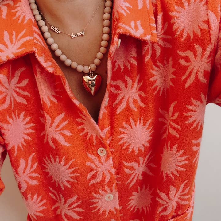 Wood and Gold Heart Necklace for wholesale by driftaway jewelry