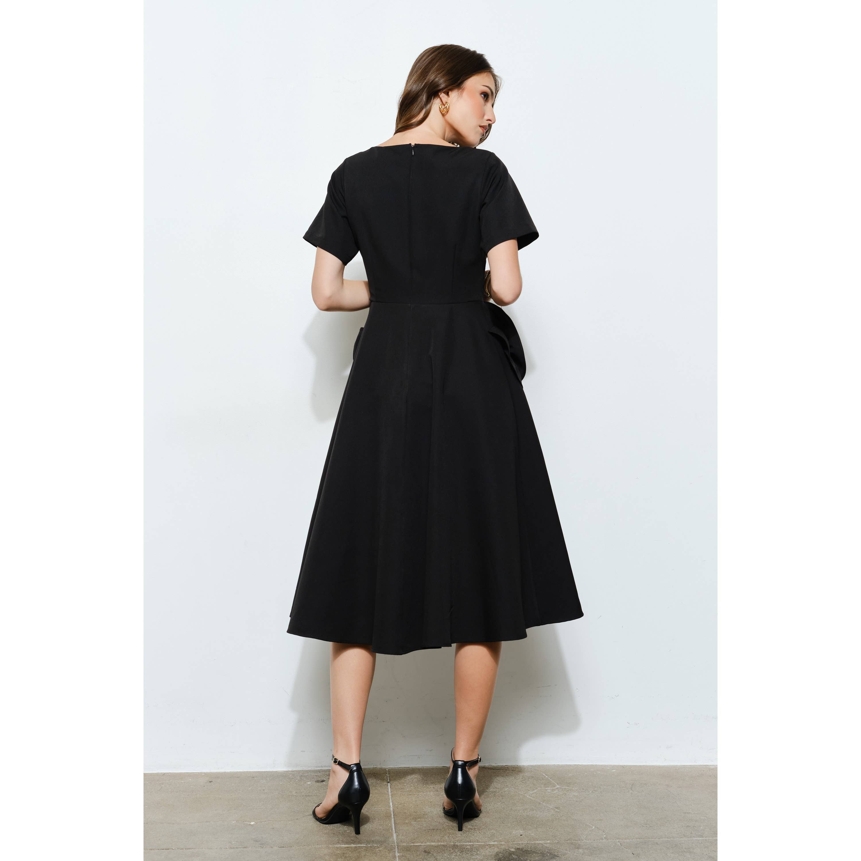 INA - Wholesale Dress - Women's - Elegant Rose Applique A-Line Midi Dress16