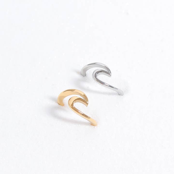 WJW - Wholesale Band/Stacked Ring - Stainless Steel Wave Ring