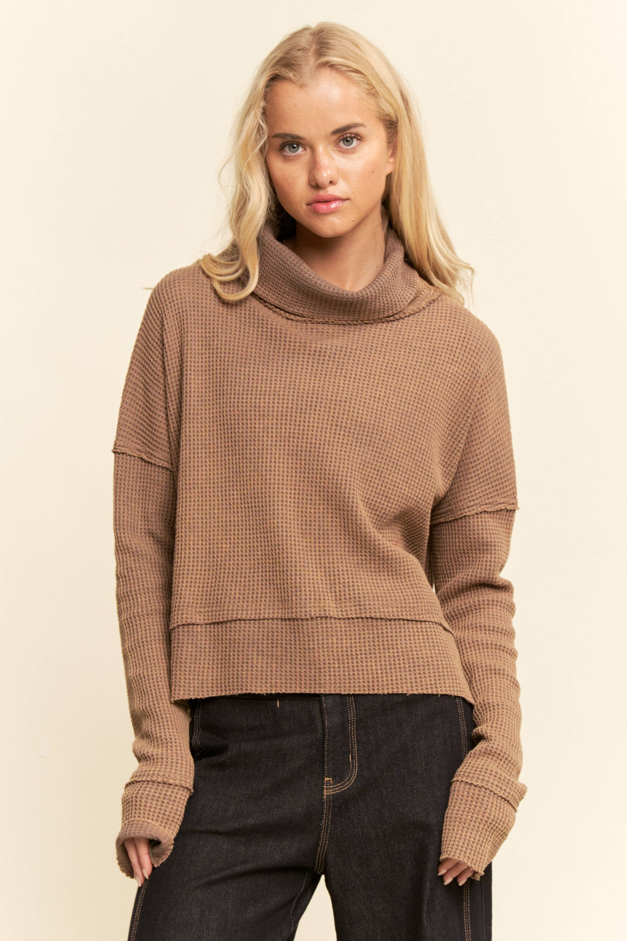 Davi & Dani - Wholesale Sweatshirt - Women's - TURTLE NECK SIDE SLIT SWEATSHIRTS10